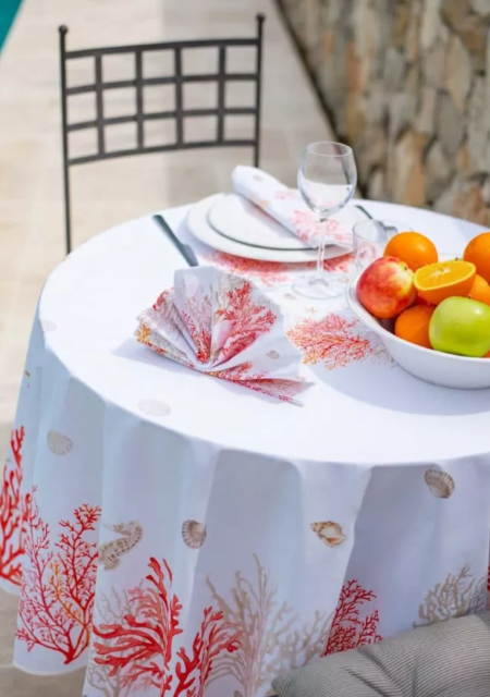 Round Tablecloth coated or cotton (Lagon. coral) - Click Image to Close
